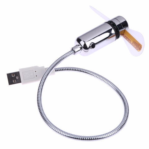 USB Mini Flexible Time LED Clock Fan With LED Light Cool Gadget Flexible Usb Clock Fan High Quality
