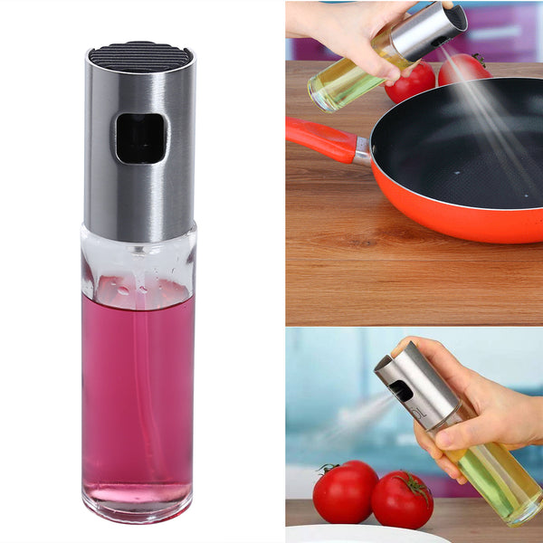 100ML Stainless Steel Glass Oil Pump Spray Fine Bottle Olive Can Vinegar Spraying Bottle BBQ Kitchen Cooking Gadgets