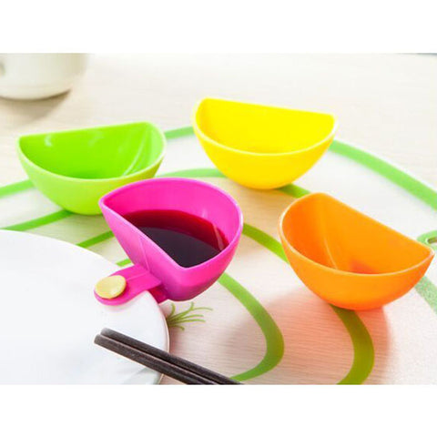 4Pcs/lot Assorted Salad Sauce Ketchup Jam Dip Clip Cup Bowl Saucer Tableware Box for Tomato Sauce Sugar Kitchen Gadgets