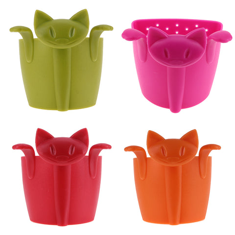 Cartoon Kitten Silicone Tea Strainer Plastic Spice Loose Leaf Tea Infuser Drinking Tea Tools Kitchen Gadgets Tea Accessories