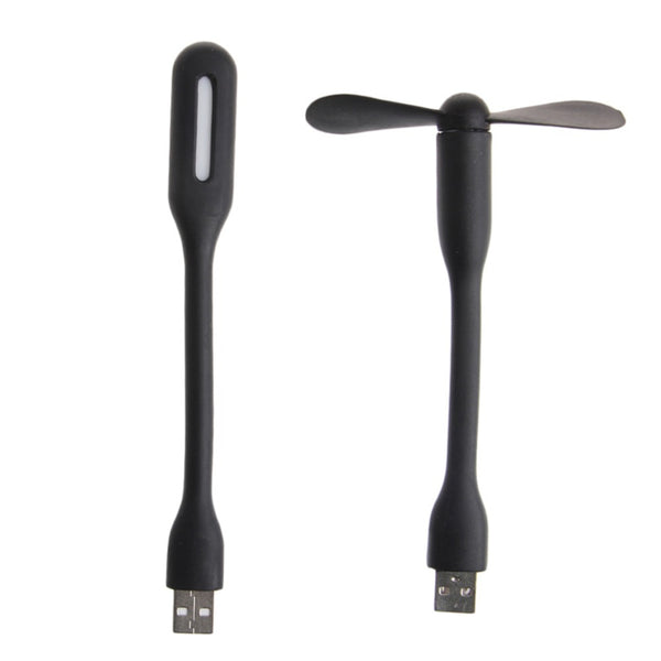 Flexible USB Fan Portable Mini Fan and LED Light Lamp For Xiaomi Power Bank & Notebook & Computer MacBook Laptop Summer Gadget