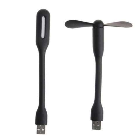 Flexible USB Fan Portable Mini Fan and LED Light Lamp For Xiaomi Power Bank & Notebook & Computer MacBook Laptop Summer Gadget