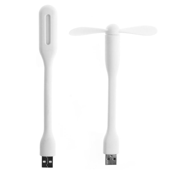 Flexible USB Fan Portable Mini Fan and LED Light Lamp For Xiaomi Power Bank & Notebook & Computer MacBook Laptop Summer Gadget