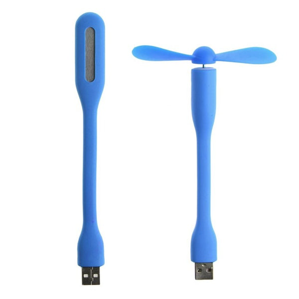 Flexible USB Fan Portable Mini Fan and LED Light Lamp For Xiaomi Power Bank & Notebook & Computer MacBook Laptop Summer Gadget