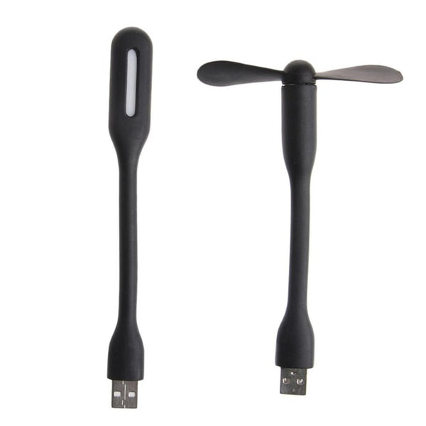 Flexible USB Fan Portable Mini Fan and LED Light Lamp For Xiaomi Power Bank & Notebook & Computer MacBook Laptop Summer Gadget